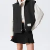 Lightly Padded Canvas Zip Vest – Black Lightly Padded Canvas Zip Vest – Black
