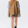 Lightly Padded Canvas Zip Vest – Brown Lightly Padded Canvas Zip Vest – Brown