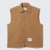 Lightly Padded Canvas Zip Vest – Brown Lightly Padded Canvas Zip Vest – Brown