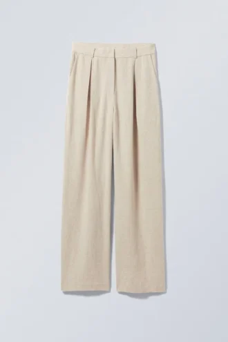 Lilah Linen Mix Trousers – Light Beige