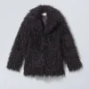 Lilith Waisted Faux Fur Jacket – Black Lilith Waisted Faux Fur Jacket – Black