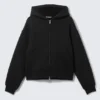 Lined Bomber Zip Hoodie – Black Lined Bomber Zip Hoodie – Black