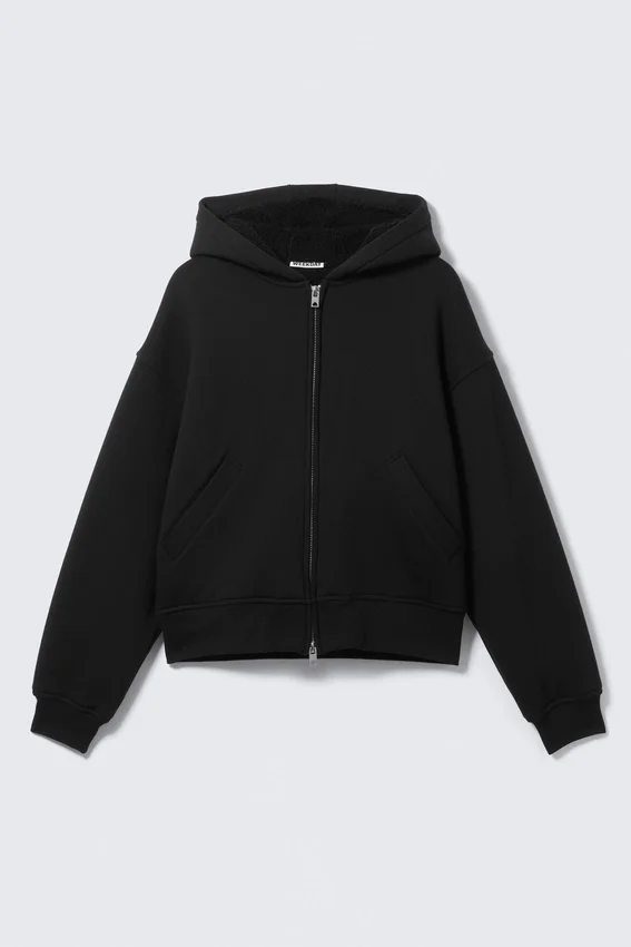 Lined Bomber Zip Hoodie – Black Lined Bomber Zip Hoodie – Black