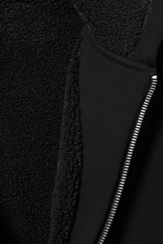 Lined Bomber Zip Hoodie – Black