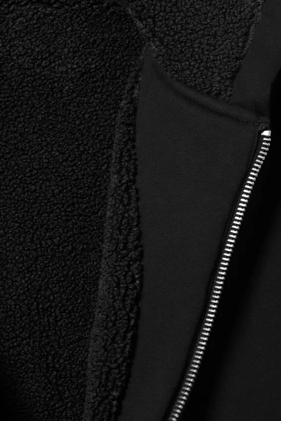 Lined Bomber Zip Hoodie – Black Lined Bomber Zip Hoodie – Black
