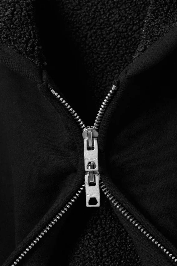 Lined Bomber Zip Hoodie – Black Lined Bomber Zip Hoodie – Black
