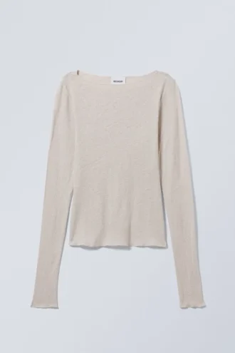 Linen Blend Long Sleeve Top – Ecru