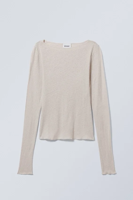 Linen Blend Long Sleeve Top – Ecru Linen Blend Long Sleeve Top – Ecru