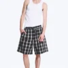 Linen-Blend Shorts – Checked Black Linen-Blend Shorts – Checked Black