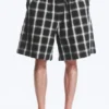 Linen-Blend Shorts – Checked Black Linen-Blend Shorts – Checked Black