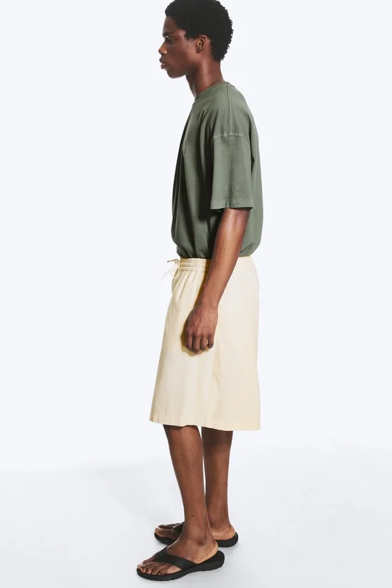 Linen-Blend Shorts – Light Beige Linen-Blend Shorts – Light Beige