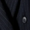 Logan Double-Breasted Wool-Blend Coat – Dark Blue – Pinstripe Logan Double-Breasted Wool-Blend Coat – Dark Blue – Pinstripe