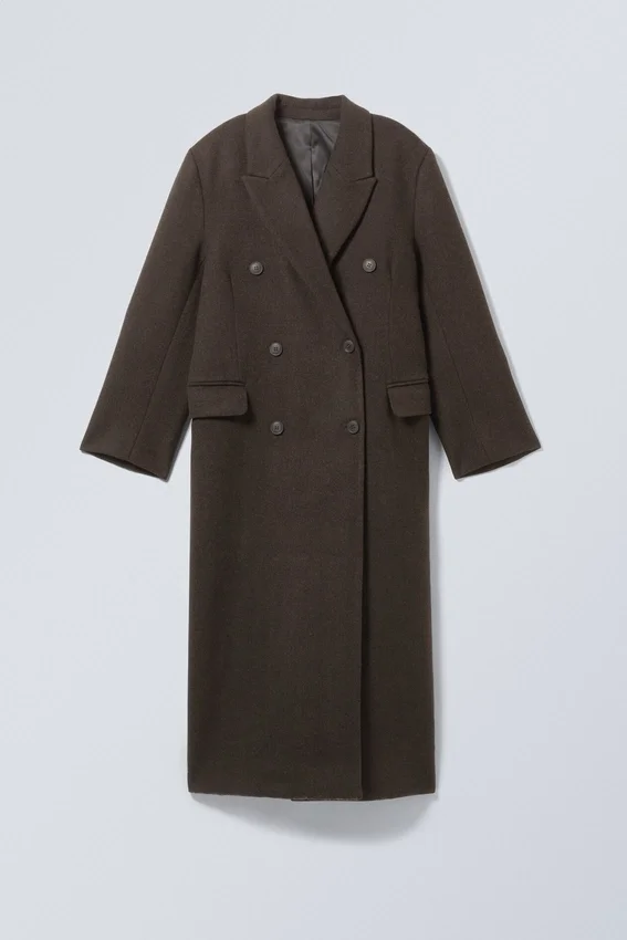 Logan Double-Breasted Wool-Blend Coat – Dark Brown Logan Double-Breasted Wool-Blend Coat – Dark Brown