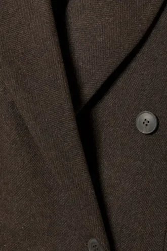 Logan Double-Breasted Wool-Blend Coat – Dark Brown