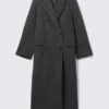 Logan Hairy Double-Breasted Wool-Blend Coat – Dark Grey Melange Logan Hairy Double-Breasted Wool-Blend Coat – Dark Grey Melange