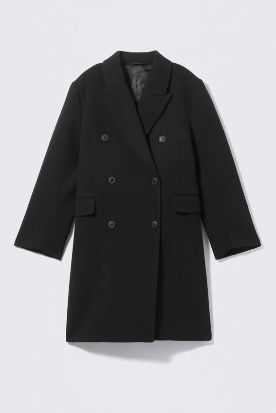 Logan Knee-Length Wool-Blend Coat – Black Logan Knee-Length Wool-Blend Coat – Black