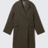 Logan Knee-Length Wool-Blend Coat – Dark Khaki Green Logan Knee-Length Wool-Blend Coat – Dark Khaki Green