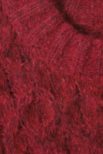 Long Cable Knit Textured Sweater – Bright Red