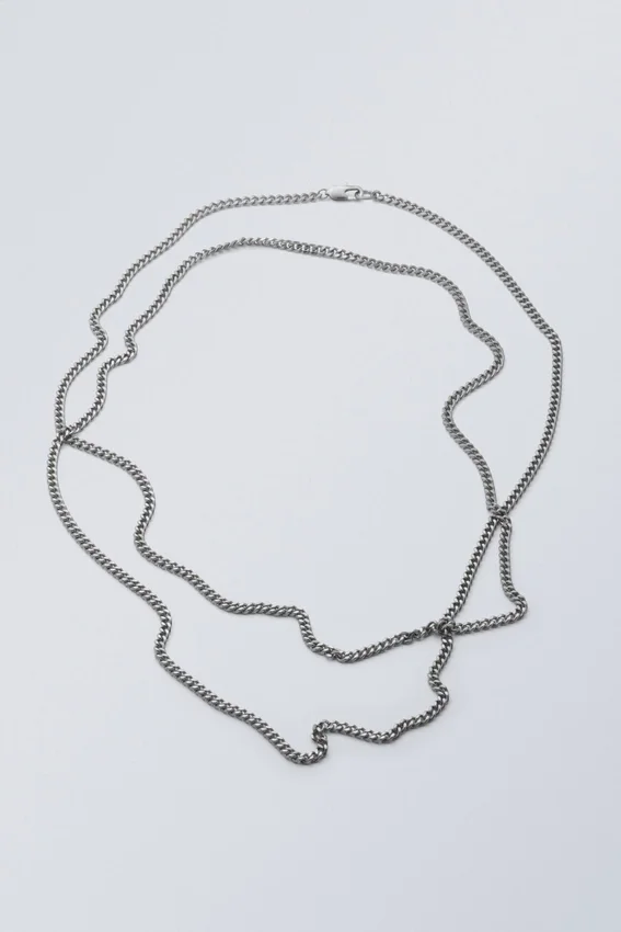 Long Curb Chain Necklace – Silver Long Curb Chain Necklace – Silver