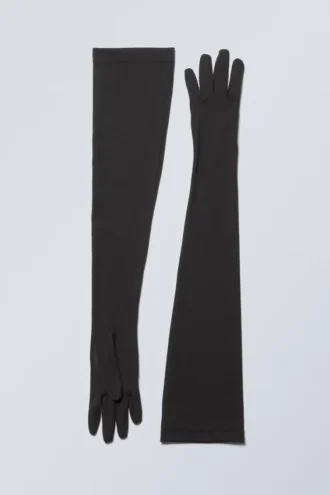 Long Finger Gloves – Black