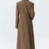 Long Fitted Single-Breasted Suiting Coat – Medium Brown Long Fitted Single-Breasted Suiting Coat – Medium Brown