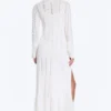 Long Frilled Knitted V-Neck Cardigan – White Long Frilled Knitted V-Neck Cardigan – White