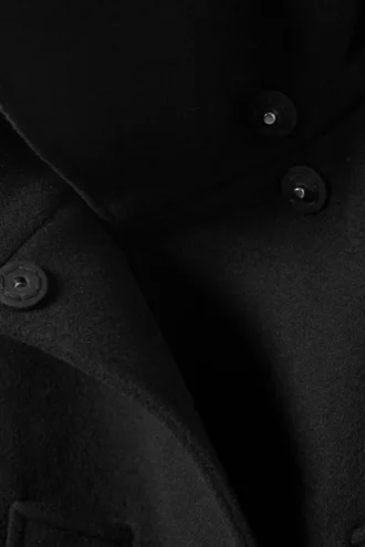 Long Funnel Neck Wool Coat – Black