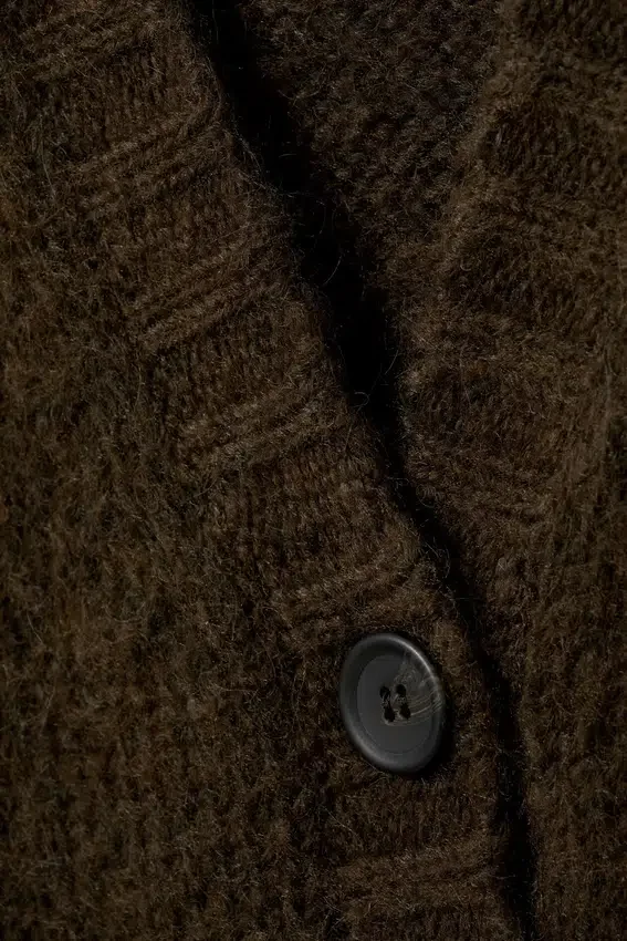 Long Knit V-Neck Cardigan – Dark Brown Long Knit V-Neck Cardigan – Dark Brown