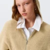 Long Knitted Zip Hoodie – Beige Long Knitted Zip Hoodie – Beige