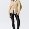 Long Knitted Zip Hoodie – Beige Long Knitted Zip Hoodie – Beige