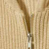 Long Knitted Zip Hoodie – Beige Long Knitted Zip Hoodie – Beige