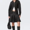 Long Knitted Zip Hoodie – Black Long Knitted Zip Hoodie – Black