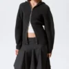 Long Knitted Zip Hoodie – Black Long Knitted Zip Hoodie – Black