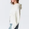 Long Knitted Zip Hoodie – White Long Knitted Zip Hoodie – White