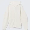 Long Knitted Zip Hoodie – White Long Knitted Zip Hoodie – White
