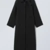 Long Oversized Wool-Blend Coat – Black