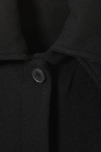 Long Oversized Wool-Blend Coat – Black