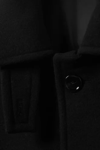 Long Oversized Wool-Blend Coat – Black