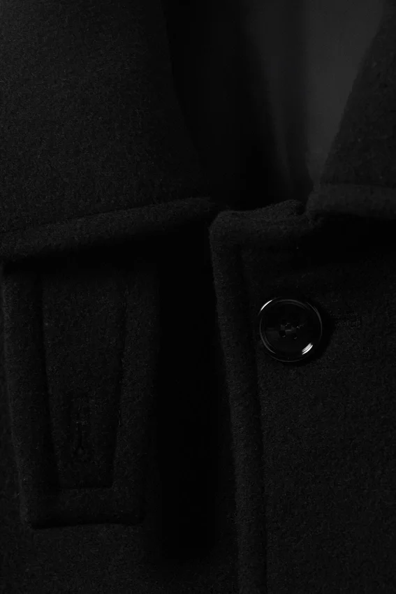 Long Oversized Wool-Blend Coat – Black Long Oversized Wool-Blend Coat – Black