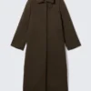 Long Oversized Wool-Blend Coat – Dark Brown Long Oversized Wool-Blend Coat – Dark Brown