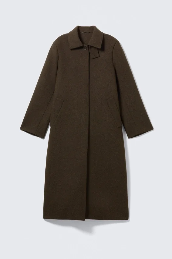 Long Oversized Wool-Blend Coat – Dark Brown Long Oversized Wool-Blend Coat – Dark Brown