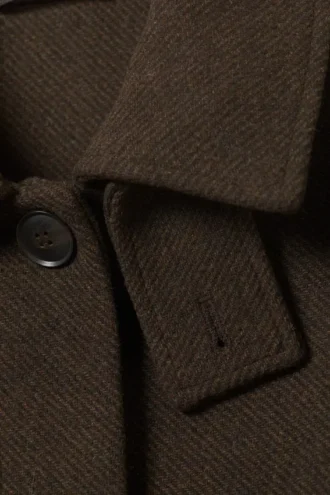 Long Oversized Wool-Blend Coat – Dark Brown