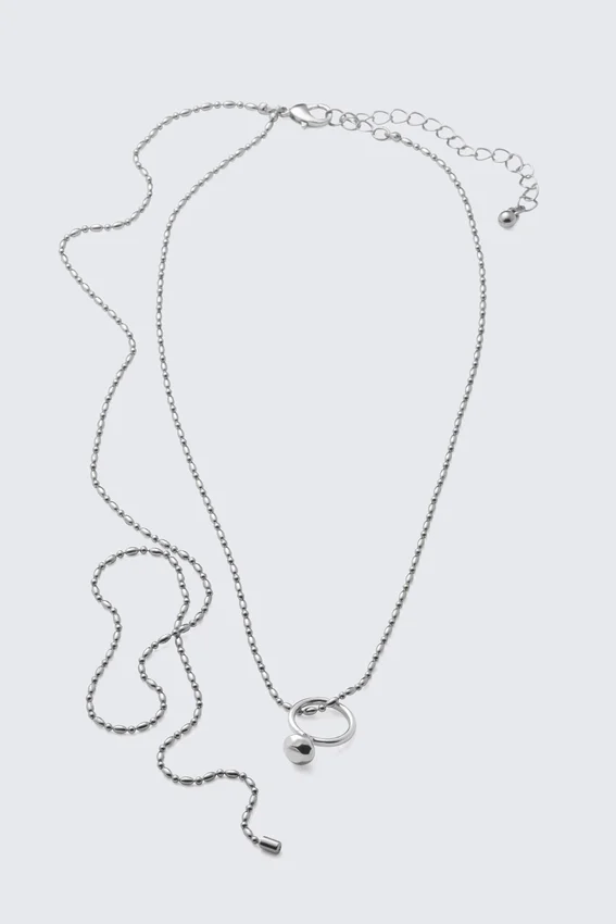 Long Ring Chain Necklace – Silver Long Ring Chain Necklace – Silver