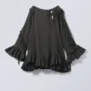 Long Ruffled Cut-Out Tunic – Dark Grey Long Ruffled Cut-Out Tunic – Dark Grey