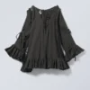 Long Ruffled Cut-Out Tunic – Dark Grey Long Ruffled Cut-Out Tunic – Dark Grey