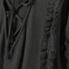 Long Ruffled Cut-Out Tunic – Dark Grey Long Ruffled Cut-Out Tunic – Dark Grey