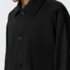 Long Single-Breasted Cotton Car Coat – Washed Black Long Single-Breasted Cotton Car Coat – Washed Black