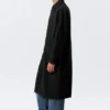 Long Single-Breasted Cotton Car Coat – Washed Black Long Single-Breasted Cotton Car Coat – Washed Black