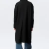 Long Single-Breasted Cotton Car Coat – Washed Black Long Single-Breasted Cotton Car Coat – Washed Black
