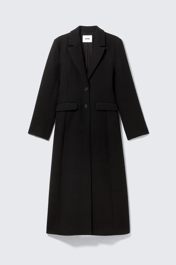 Long Single-Breasted Slim Fit Coat – Black Long Single-Breasted Slim Fit Coat – Black